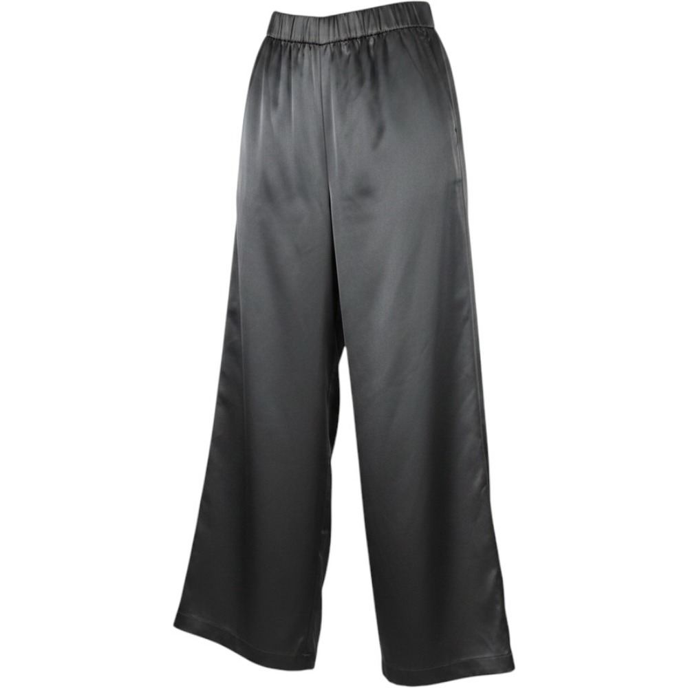 SPRWMN Silk Wide Leg Pants‎ Womens Large Black Excellent Elastic Waist Pockets